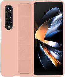 MARGOUN Compatible with Samsung Galaxy Z Fold 4 Case (2022) Hard Silicone Cover With Strap Hold Anti-drop (Pink)